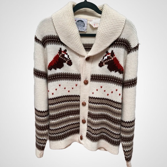 Miller Sweaters - VTG Miller Outerwear Womens  Western Horse Cardigan Sweater Equestrian M